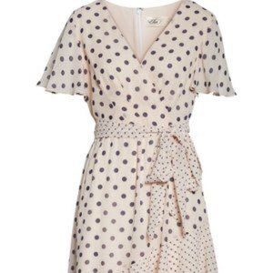ELIZA J Polka Dot Chiffon Faux Wrap Dress size 8